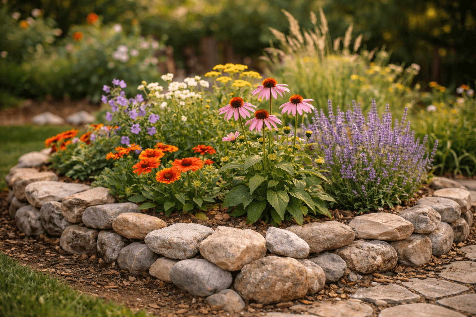 Blumenbeet mit Steinen gestalten: Ideen und Anleitungen