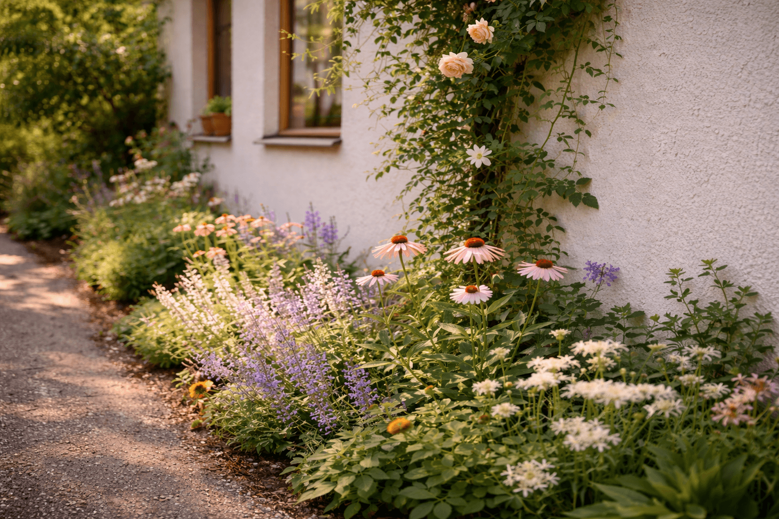 Schmales Beet vor der Hauswand: Gestaltungsideen