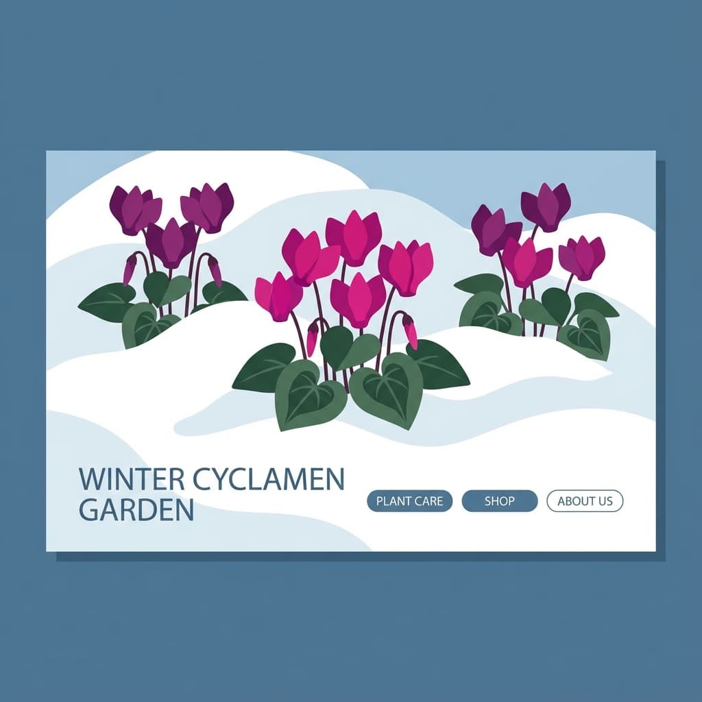 Winterharte Alpenveilchen Illustration im Schnee