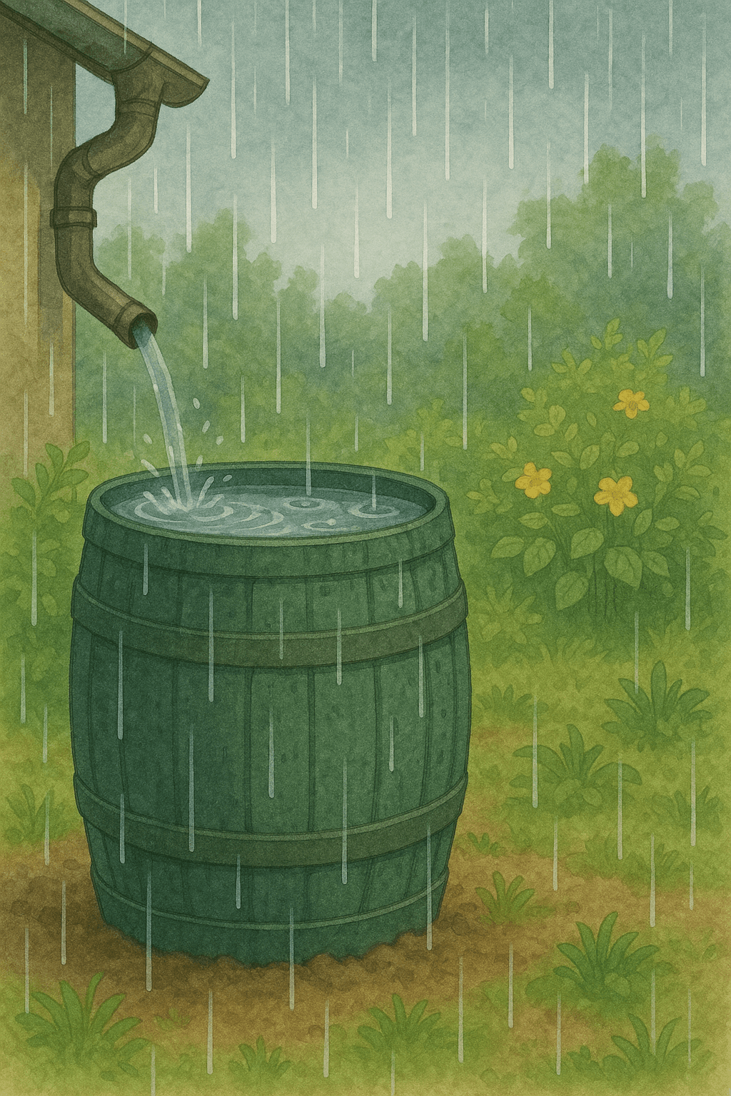 Regentonne im Garten - nachhaltige Bewässerung mit Regenwasser