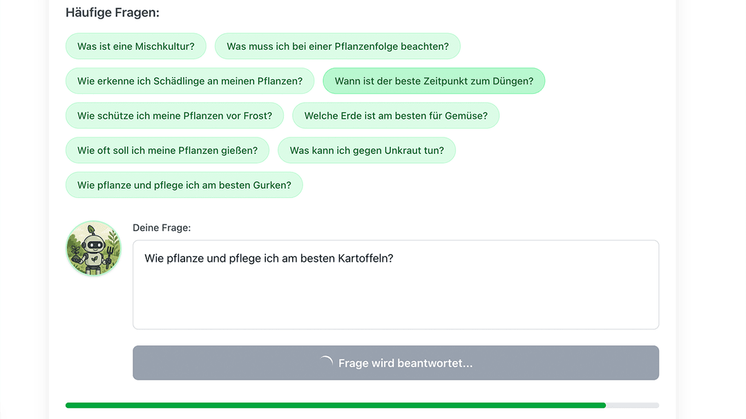 Stelle individuelle Fragen an den KI-Gartenhelfer