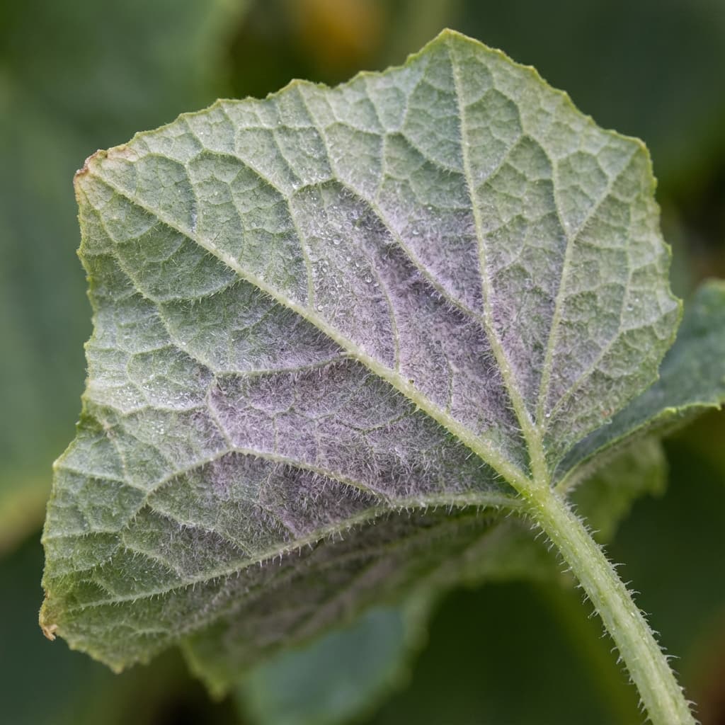 Falscher Mehltau an einem Blatt