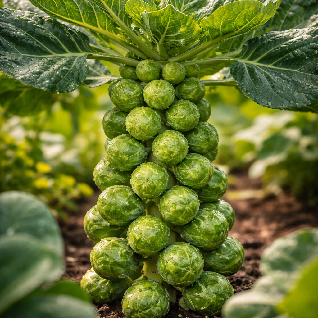 Frischer Rosenkohl im Winterbeet